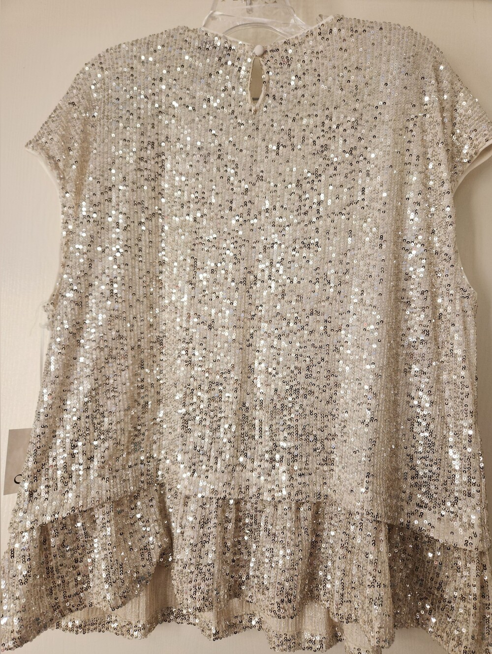 CeCe Silver Sequin Ruffle Top - Picture 7 of 12